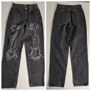BDG High Rise Baggy Jeans Sz 25 Distressed Relax Charcoal Gray